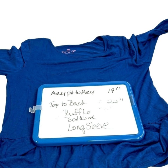 Southern Tide Blue Long Sleeve Stretch Nautical Ruffle Preppy Shirt SZ M - Picture 8 of 10